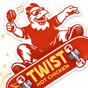 This is the restaurant logo for Twist Hot Chicken