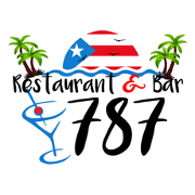 This is the restaurant logo for 787 Restaurant and Bar