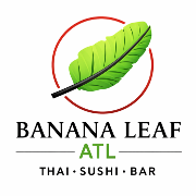 This is the restaurant logo for Banana Leaf ATL Thai &bull; Sushi &bull; Bar