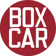 This is the restaurant logo for Boxcar Bar + Arcade