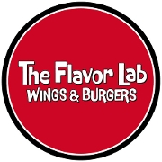 This is the restaurant logo for The Flavor Lab Wings & Burgers