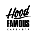 This is the restaurant logo for Hood Famous Cafe + Bar