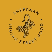 This is the restaurant logo for Sherkaan Indian Street Food