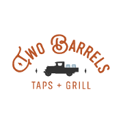 This is the restaurant logo for Two Barrels Taps and Grill