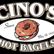 This is the restaurant logo for Cino's Hot Bagels