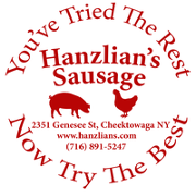 This is the restaurant logo for Hanzlian's Homemade Sausage & Deli