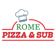 This is the restaurant logo for Rome Pizza & Sub