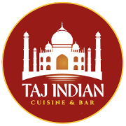 This is the restaurant logo for Taj Indian Cuisine & Bar
