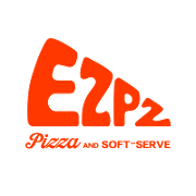 This is the restaurant logo for EZPZ Pizza & Soft-serve