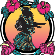 This is the restaurant logo for Hula's Bar & Lei Stand
