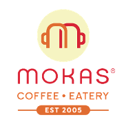 This is the restaurant logo for Mokas Coffee & Eatery