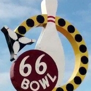 This is the restaurant logo for Chevelle Cafe at Route 66 Bowl 